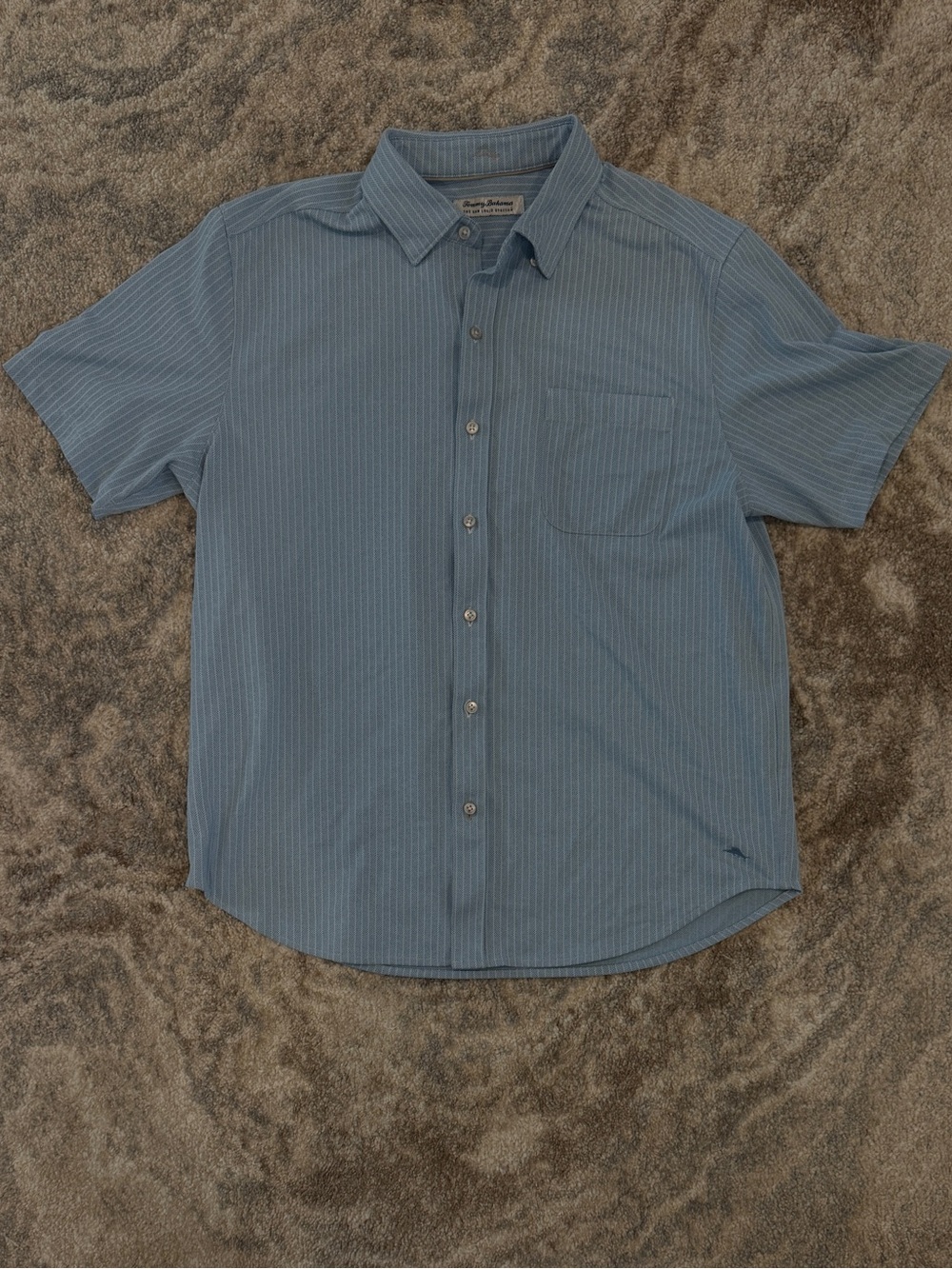 Tommy Bahama Blue Pinstripe Short-Sleeve Button-Down Shirt